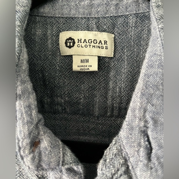 Haggar Bluish-Gray Casual Button Down Shirt - Medium - Picture 2 of 4